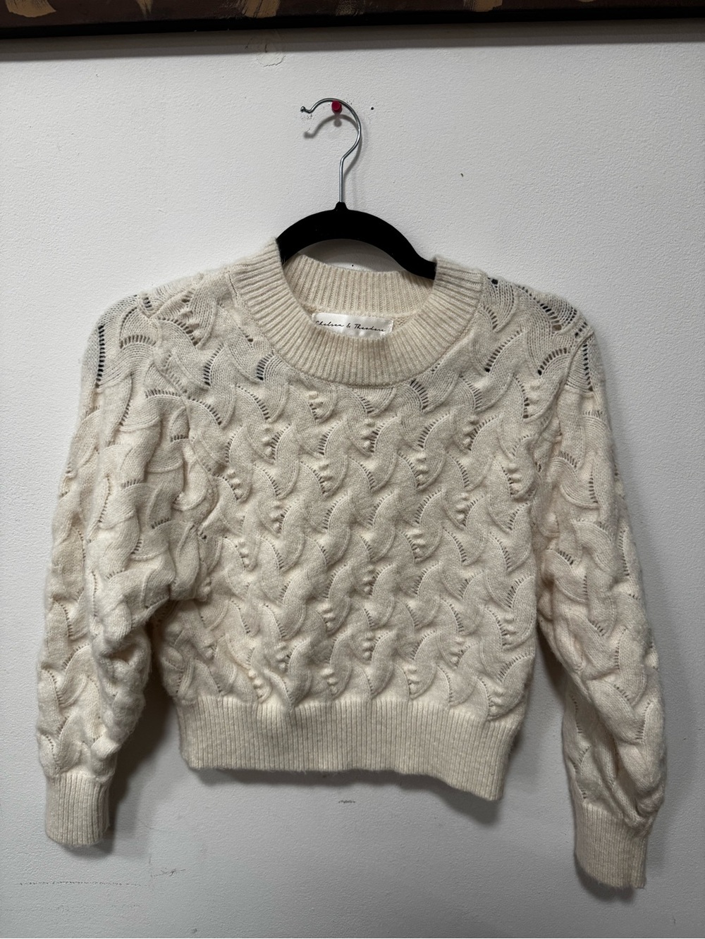 5 for $40!
Chelsea & Theodore Ivory Cable Knit Crewneck Sweater